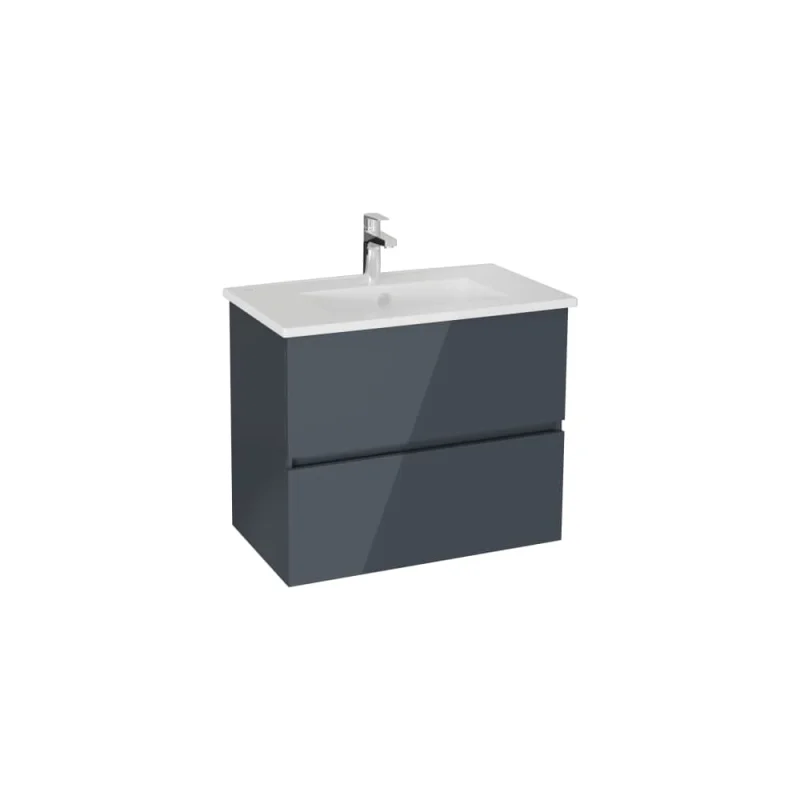 Тумба с раковиной для ванной Vitra Mia Plus Square (Мия Плюс Скуэр) 80 см антрацит глянец МДФ 69741
