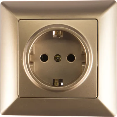 Розетка Intro 420204 2PE Schuko, 16А, 250В, СУ, Solo, шампань 20 Б0043315