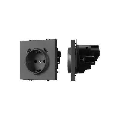 Розетка зк со шторками с USB Arlight ARL NOBE тип C+С софт-тач серый базальт SCT-MUCC-SFPL 1шт 061816(1)