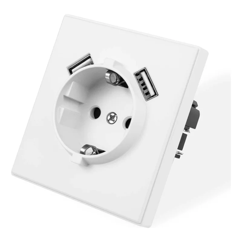Розетка электрическая Vell белая, 1 пост, USB-A, USB-A, с рамкой Air {V702081} 1397818