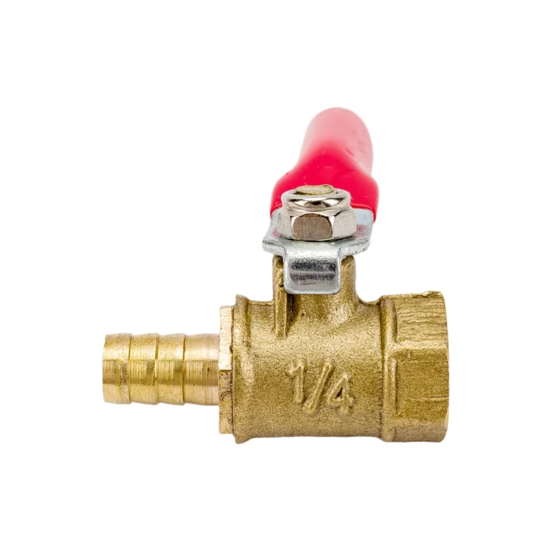Кран шаровый внутренняя резьба 1/4"M на елочку 8 мм, латунь Pegas pneumatic 4409