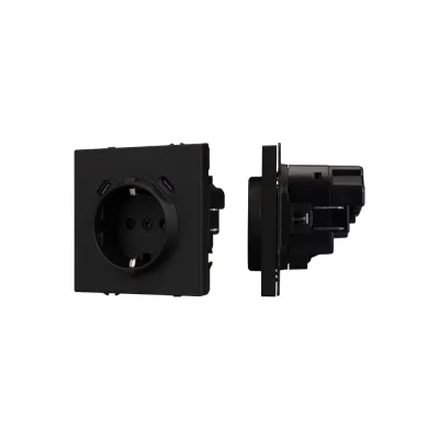 Розетка зк со шторками с USB Arlight ARL NOBE тип C+С софт-тач черный оникс SCT-MUCC-SFPL- 1шт 061813(1)