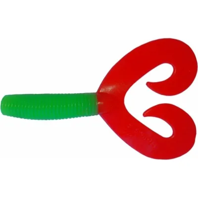 Твистер Helios hs-12-021 credo double tail 2.95"/7.5 см, lime/red, 7шт 00000130897