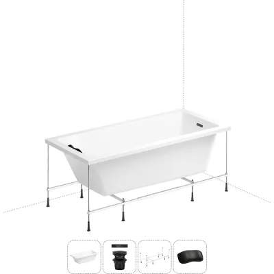 Акриловая ванна Wellsee 165х80 см FreeDom 2.0 в наборе 4 в 1 20212788R