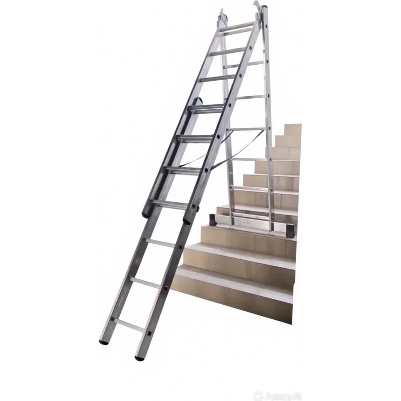 Лестница трехсекционная универсальная усиленная с доп. функцией STAIRS 7 ступеней ALP307 plus