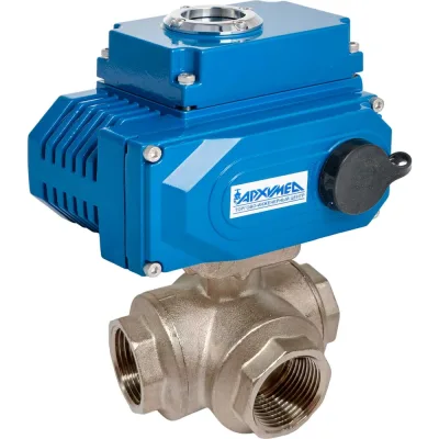 Кран шаровой Архимед L-порт, ENOLGAS BALL-O-MATIC, с электроприводом AE1071L-032.220-50