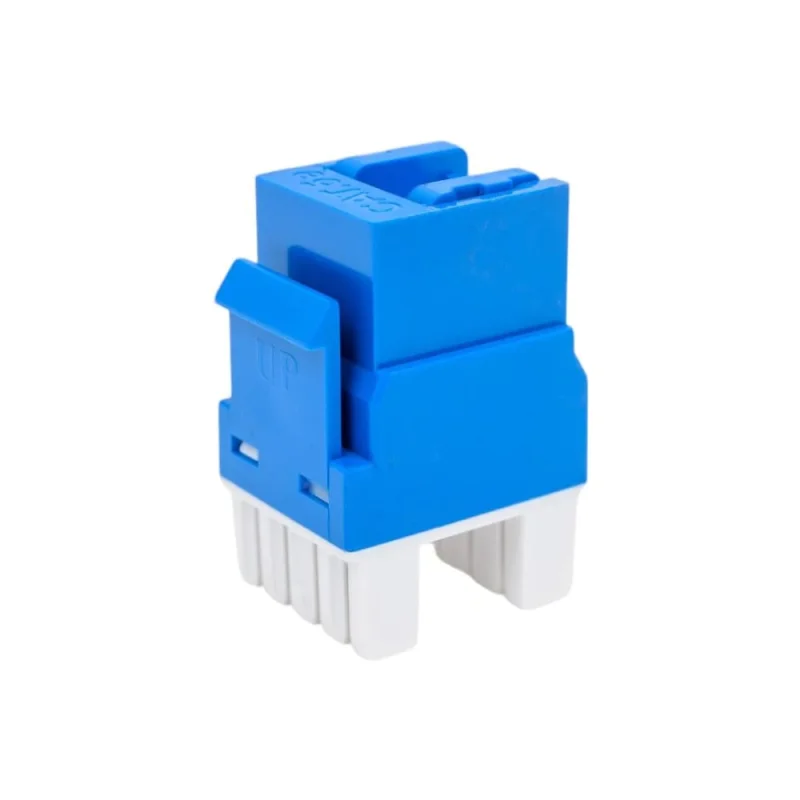 Модуль Keystone LANMASTER RJ45, неэкранированный, кат.5E, со встроенной шторкой, 180 градусов, cиний LAN-OK45U5E/180R-BL