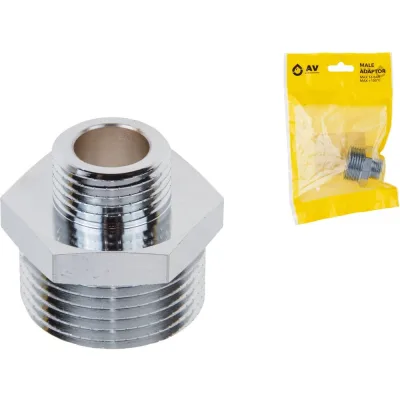 Ниппель ред. AV Engineering 1 нар. х 1/2 нар. хром, (инд. упак.) AVE303020 ЦЗ-3336036480