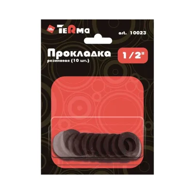 Прокладка Terma 1/2", резиновая, для гибкой подводки, 10 шт, в блистере 10023 28083