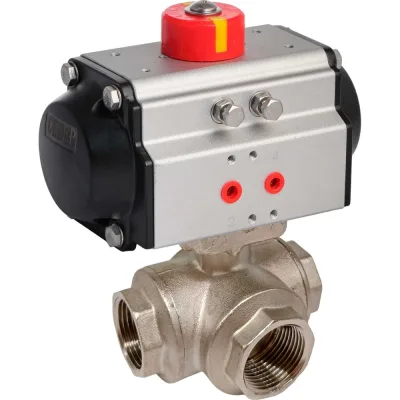 Кран шаровой Архимед L-порт, ENOLGAS BALL-O-MATIC, с пневмоприводом AE1071L-040.SR