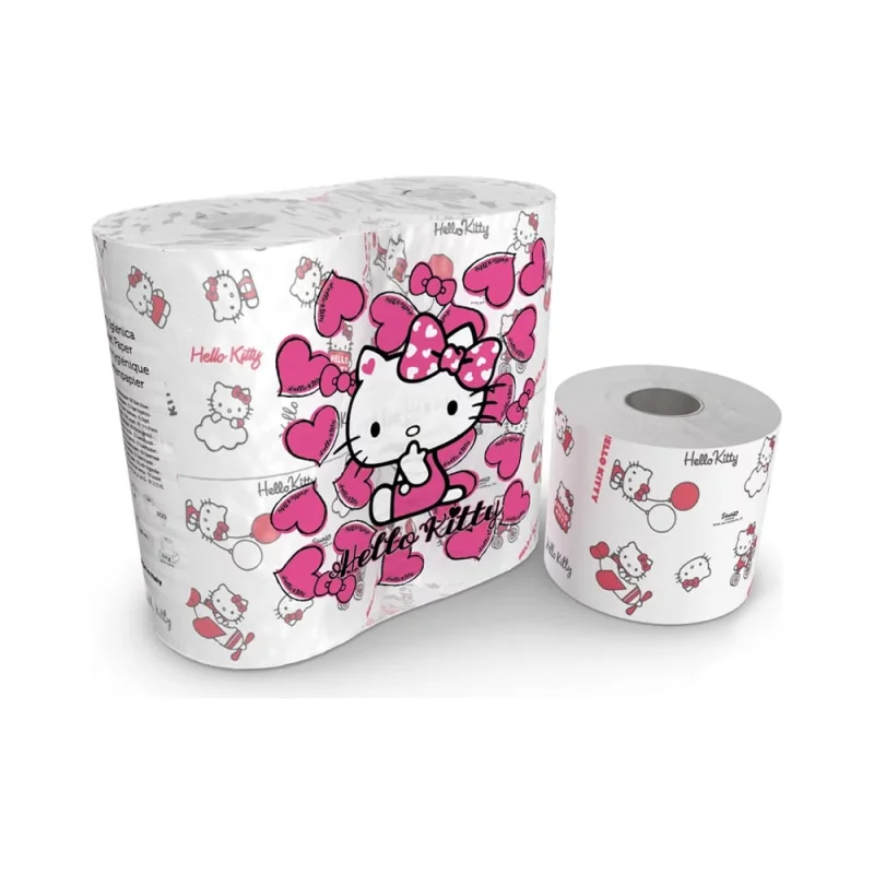 Туалетная бумага World Cart Hello Kitty с рисунком, Kartika Collection, 3 слоя, 4 рулона/200 листов KGHLK-TT-06