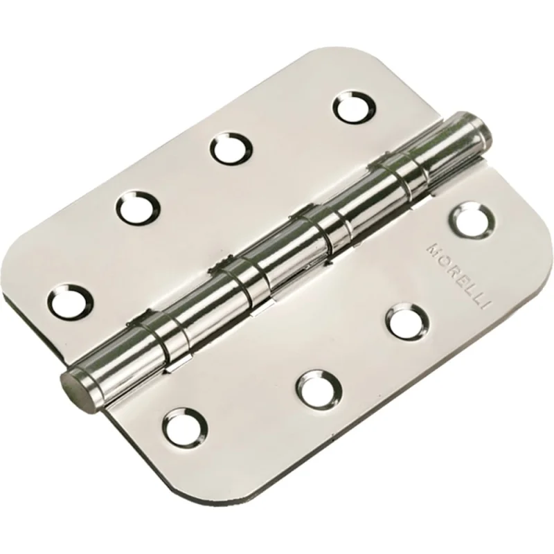 Петля стальная скругленная MORELLI MSN-C 100X70X2.5-4BB SN, универсальная с подшипником, цвет - белый никель 9017137
