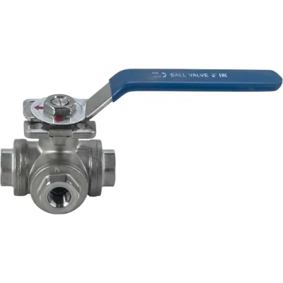 Кран шаровый трехходовой (T-тип) нержавеющий NEWKEY AISI316 DN 8 (1/4"), (CF8M), PN40 NK-BTt8/6