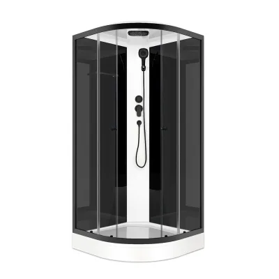 Душевая кабина Domani-Spa Delight Slim 80х80х218 см стекло прозрачное 4 мм с низким поддоном полукруг черные стенки