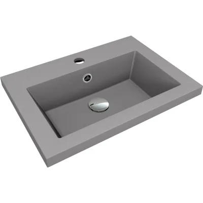 Раковина мебельная кварцевая Bauedge BAU Stil 50, серый металлик MRY0019