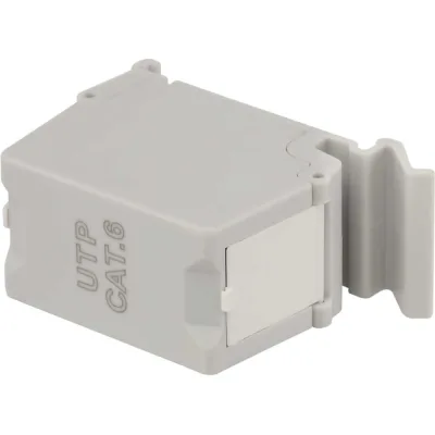 LANMASTER Повторитель портов RJ45 на DIN-рейку, неэкранированный, кат.6, формата Keystone, со шторками, белый, LAN-DRF-KCP45U6-WH