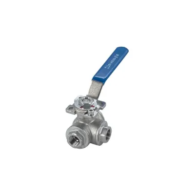 Кран шаровый трехходовой NEWKEY (L-тип) нержавеющий, AISI304 DN10 (3/8"), (CF8), PN64 NK-BTl10/4
