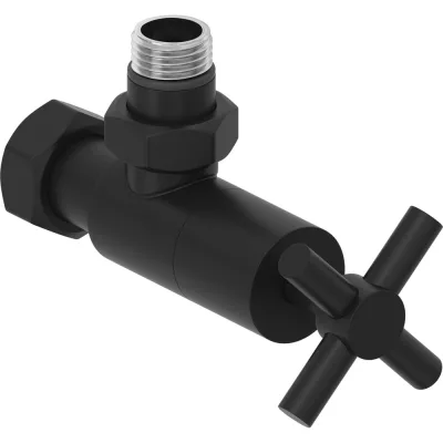 Вентиль Сунержа угловой крест (G 1/2" НР х G 3/4" НГ) Матовый чёрный31-1408-1234