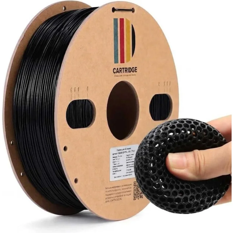 Пластик для 3D-принтера Solution print TPU 90A CartriDge, 1.75 мм, 1 кг, черный 365056