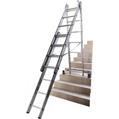 Лестница трехсекционная универсальная усиленная с доп. функцией STAIRS 8 ступеней ALP308 plus