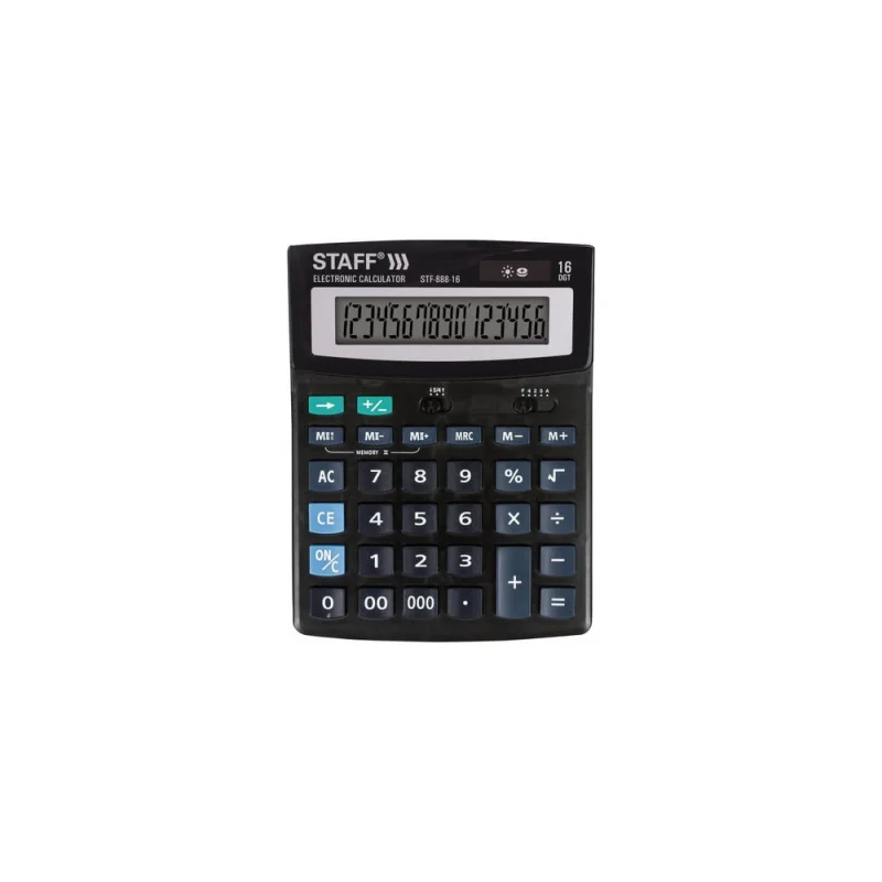 Настольный калькулятор STAFF STF-888-16 200х150мм, 16 разрядов, двойное питание, 250183