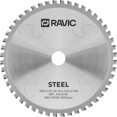 Диск пильный по стали Ravic, 230x2,0/1,6x25,4 мм, Z=48 210.0230