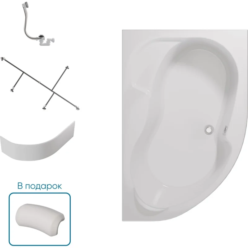 Ванна 1Marka АУРА/AURA 1600х1050 R Комплект Премиум П 01аур1615кпп