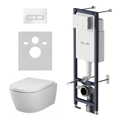 Инсталляция ErgoFit AM.PM с клавишей M белый глянц с подвесным унитазом Libre 54 Aquaspin IS110301.601901