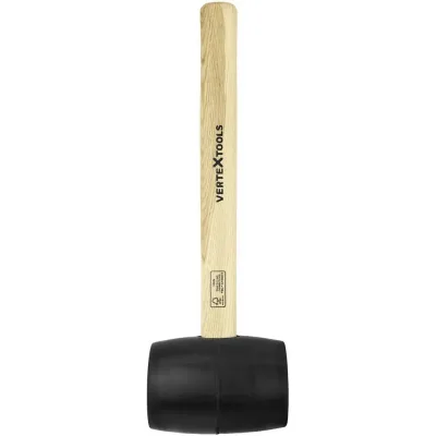 Киянка резиновая vertextools 450 г. черная резина, деревянная ручка fsc 10-51-450
