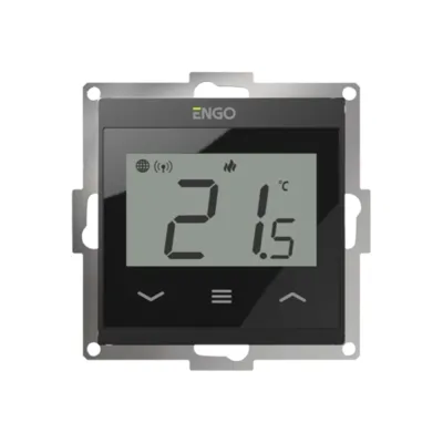 Терморегулятор ENGO controls, проводной, встраиваемый, программируемый, с возможностью подключения выносного датчика, с возможностью подключения к WI-FI, в рамку 55 х 55, черный E55-B