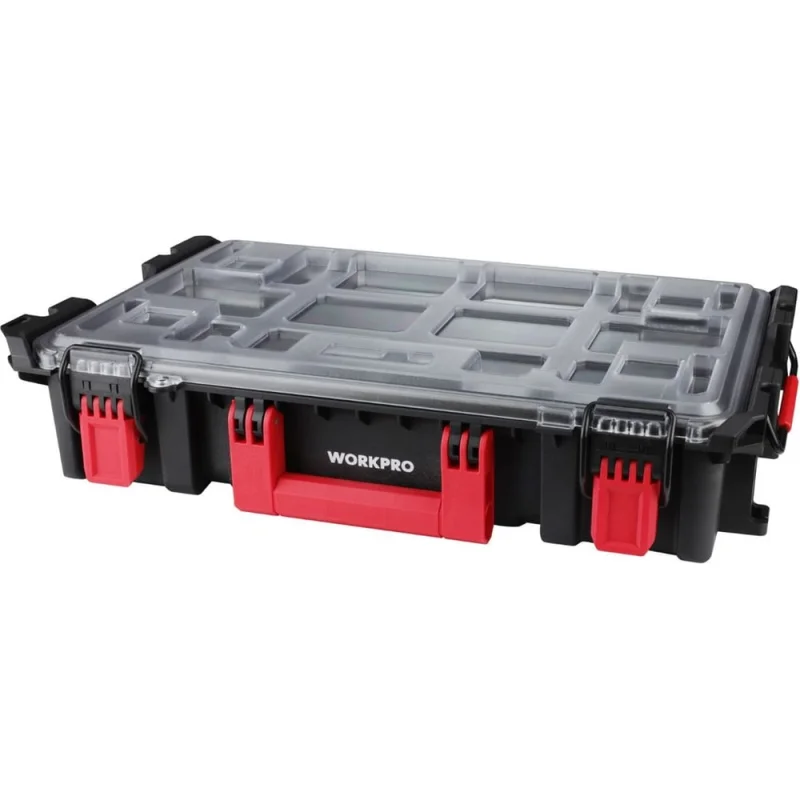 Пластиковый ящик с крышкой Workpro 560х350х125мм, полипропилен, нагрузка 25кг WP283029