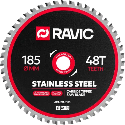 Диск пильный по нержавеющей стали Ravic 185х1.8/1.4х20 мм, Z=48 211.0185