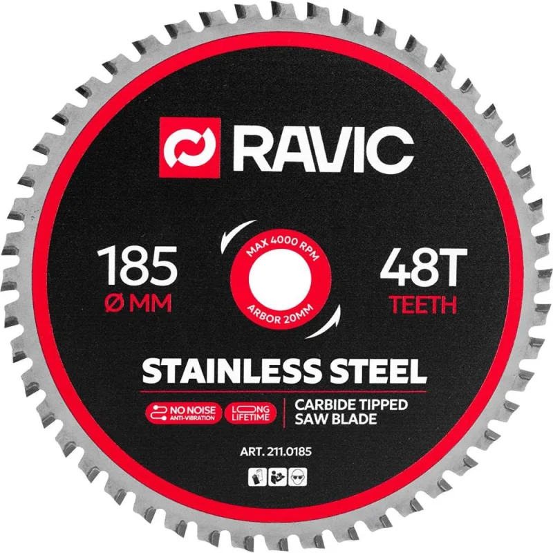 Диск пильный по нержавеющей стали Ravic 185х1.8/1.4х20 мм, Z=48 211.0185