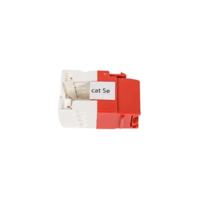 Модуль Keystone LANMASTER RJ45, неэкранированный, кат.5E, со встроенной шторкой, 180 градусов, красный LAN-OK45U5E/180R-RD
