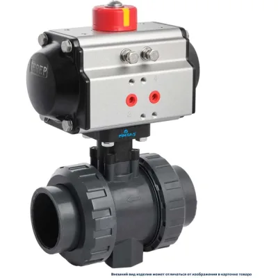 Кран шаровой Архимед пластик DN40 под вклейку FPM+PTFE для сильных кислот с пневмоприводом пружинный возврат AP30102*2-050.SR