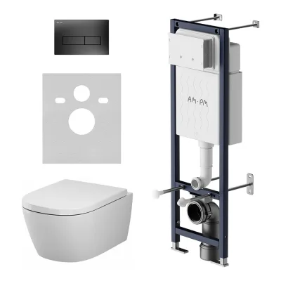 Инсталляция ErgoFit AM.PM с клавишей M черная матовая с подвесным унитазом Libre 54 Aquaspin IS110338.601901