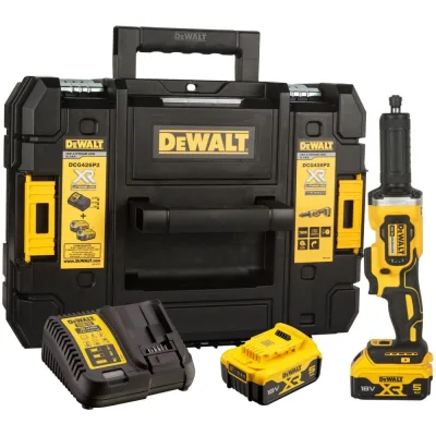 Аккумуляторная прямошлифовальная машина Dewalt DCG426P2, 18 В, 38 мм, 25000 об/мин, с 2 АКБ 5 Ач и ЗУ, в кейсе TSTAK () DCG426P2-QW