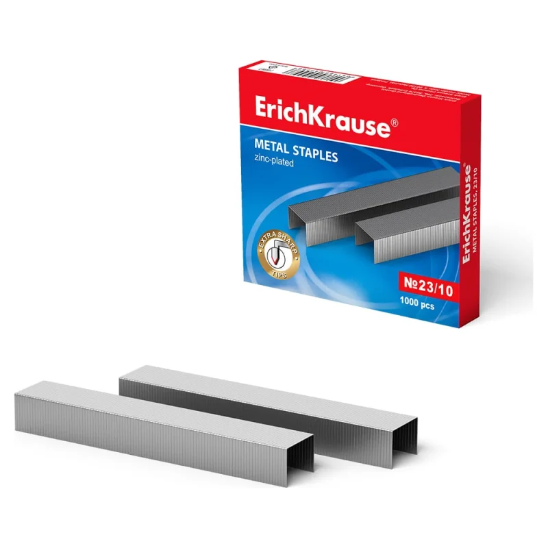 Скобы ErichKrause №23/10 для мощных степлеров (коробка 1000 шт) 4558