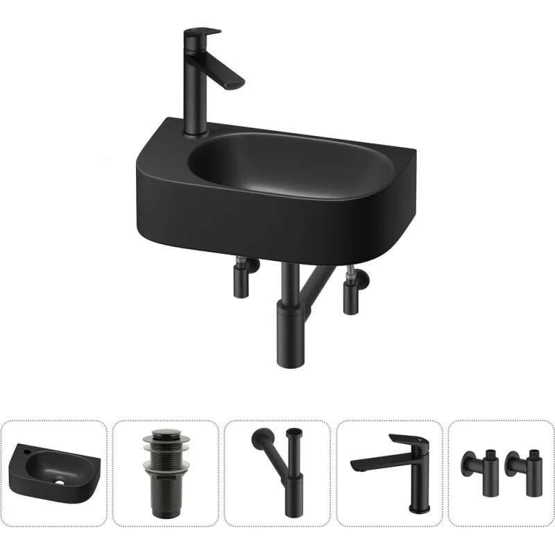 Комплект Wellsee 5 в 1 Lavinia Boho Bathroom Sink накладная/подвесная раковина 40x22 см 20216355R