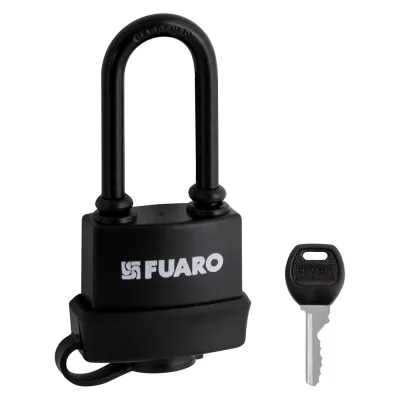 Замок навесной FUARO PL-WEATHER-3660 LS 3 ключа BLACK удлиненная дужка, английский, блистер 57509