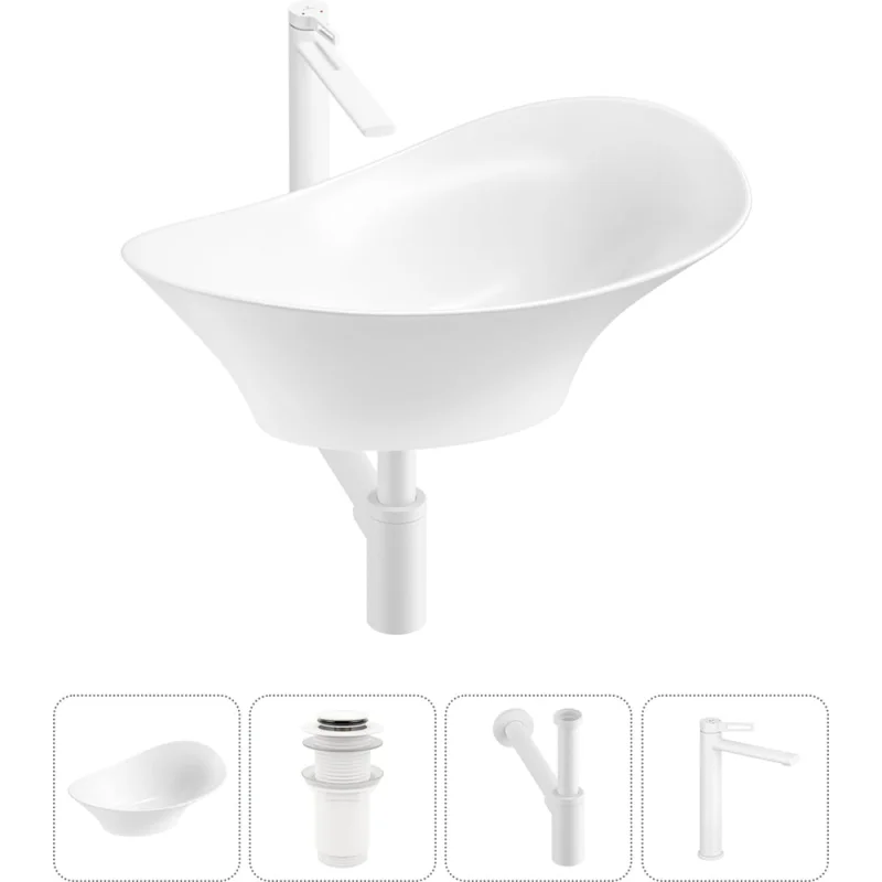Комплект 4 в 1 Wellsee Lavinia Boho Bathroom Sink накладная раковина 56x33 см 3331111 20215359R