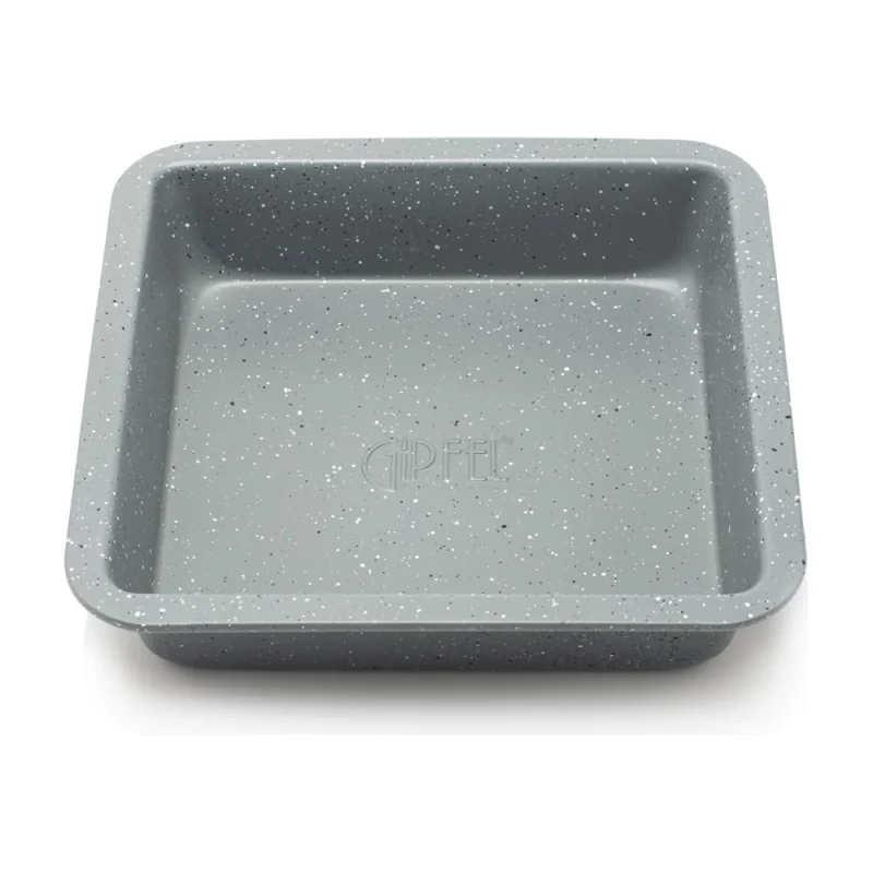 Форма для выпечки GIPFEL MARBLE 22,5x22,5x4,5см квадратная с антипригарным мраморным покрытием. Материал: углеродистая сталь 1874