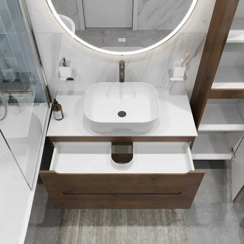 Подвесная тумба со столешницей и накладной раковиной BelBagno ETNA 80 ETNA80RW-KEPBO-1302-SET