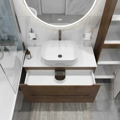 Подвесная тумба со столешницей и накладной раковиной BelBagno ETNA 80 ETNA80RW-KEPBO-1302-SET