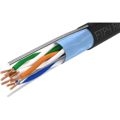 Витая пара Ripo ftp4cat5e 24awg cu (outdoor) с одножильным тросом, черный, (25м) 001-122025-25