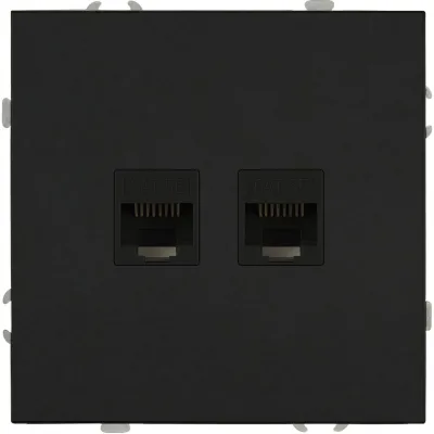 Розетка ЭРА Galaxy 15-3108-05 информационная двойная 2XRJ45 IP20 антрацит Б0070764