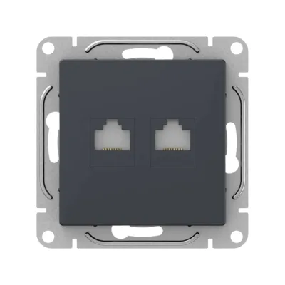 Механизм компьютерной розетки EKF Эпика RJ45 - 2шт, (cat6), графит UP1-SOG-2RJ45-6