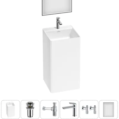 Акционный набор 6 в 1 Wellsee Pure BY напольная раковина 45x45x85 см 20220197R