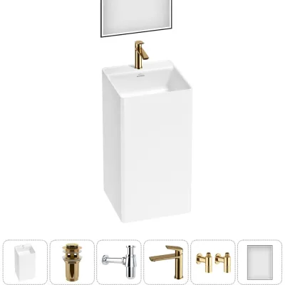 Акционный набор 6 в 1 Wellsee Pure BY  напольная раковина 45x45x85 см  20220199R