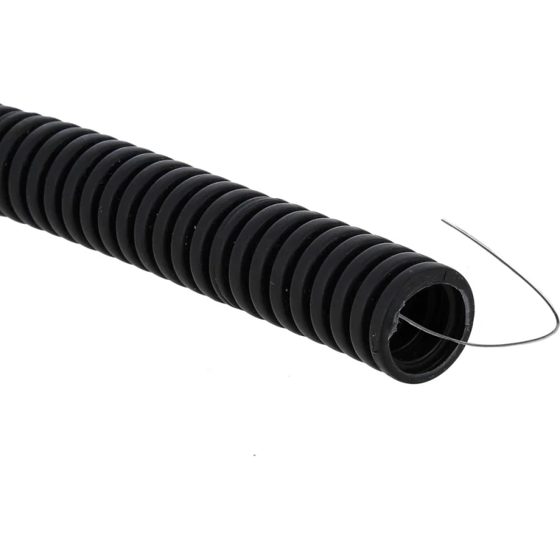 Гофрированная труба пвх с протяжкой EKF d32 мм (50 м) черная tg-z-32-50-black